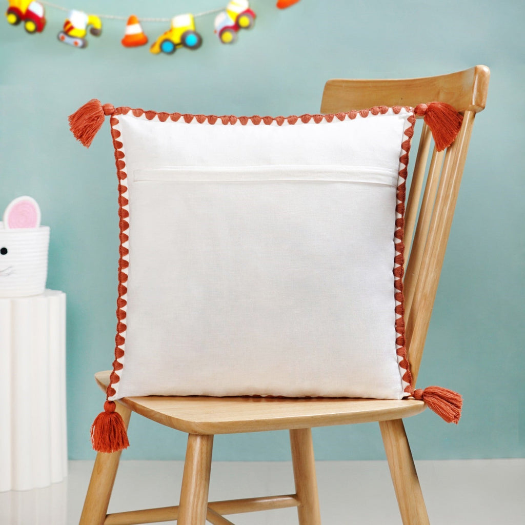Llama Embroidered Cotton Cushion Cover With Tassels 42x42cm Nestasia