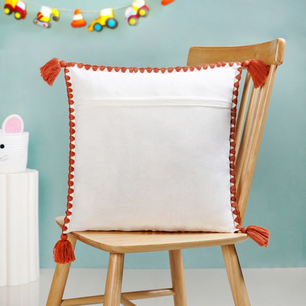 Llama Embroidered Cotton Cushion Cover With Tassels 42x42cm Nestasia