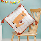 Llama Embroidered Cotton Cushion Cover With Tassels 42x42cm Nestasia