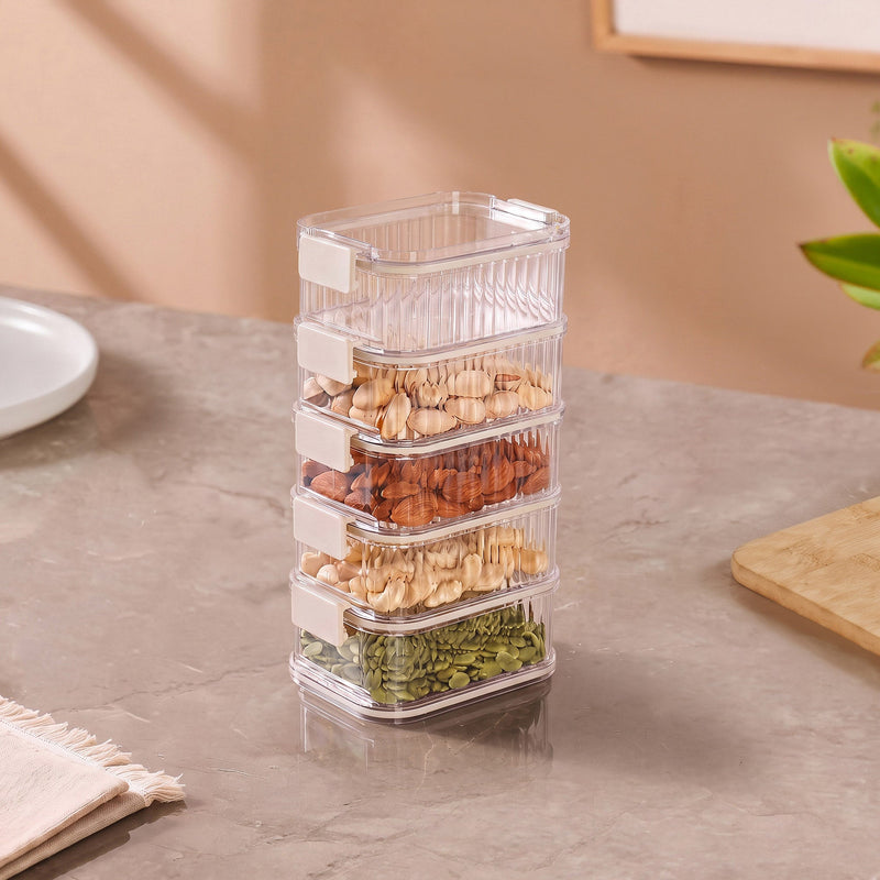 Lock Stack Tiered Food Storage Containers With Clip Lock Lid Set Of 5 1300ml Nestasia