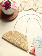 Handmade Seagrass Half Moon Clutch