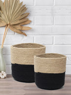 Set of 2 Neutral Jute Basket for Plants and Organizing Needs
