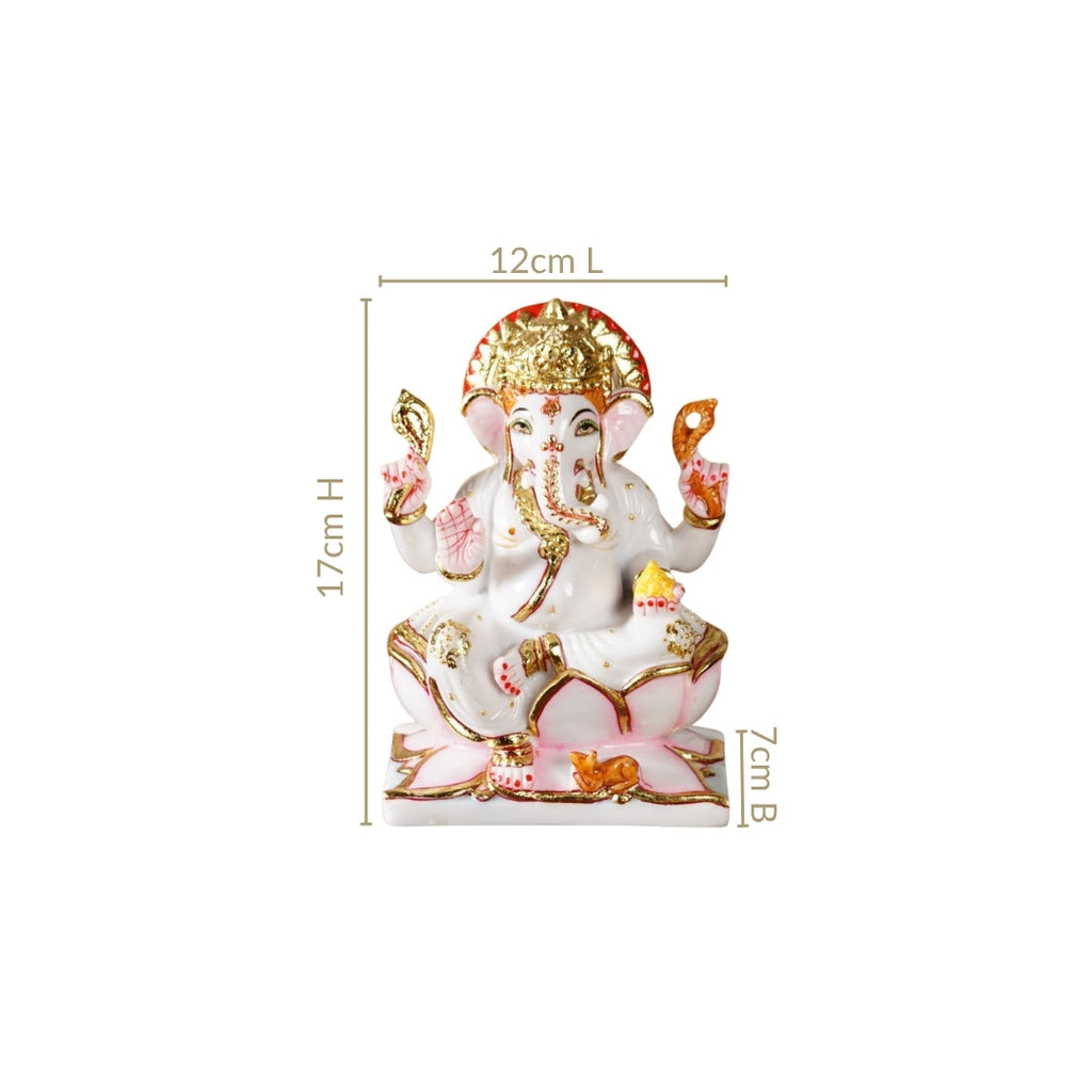 Lord Ganesha On Lotus Idol 17x12cm Nestasia