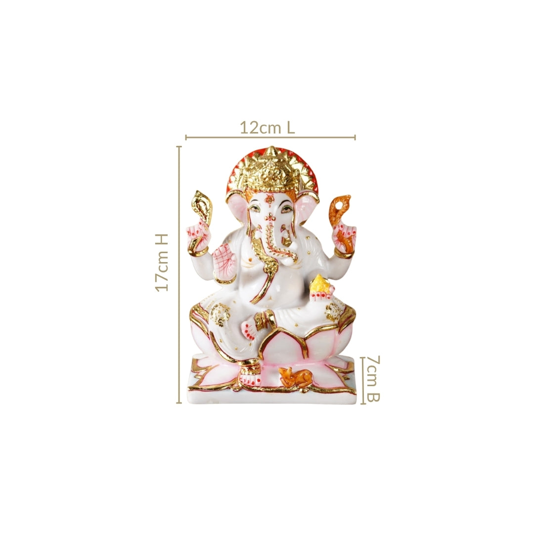 Lord Ganesha On Lotus Idol 17x12cm Nestasia
