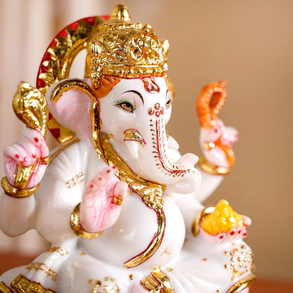 Lord Ganesha On Lotus Idol 17x12cm Nestasia