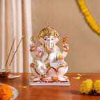 Lord Ganesha On Lotus Idol 17x12cm Nestasia