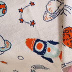 Space Rocket Astronomy Knitted Cotton Throw For Toddlers Small 99x73cm Nestasia