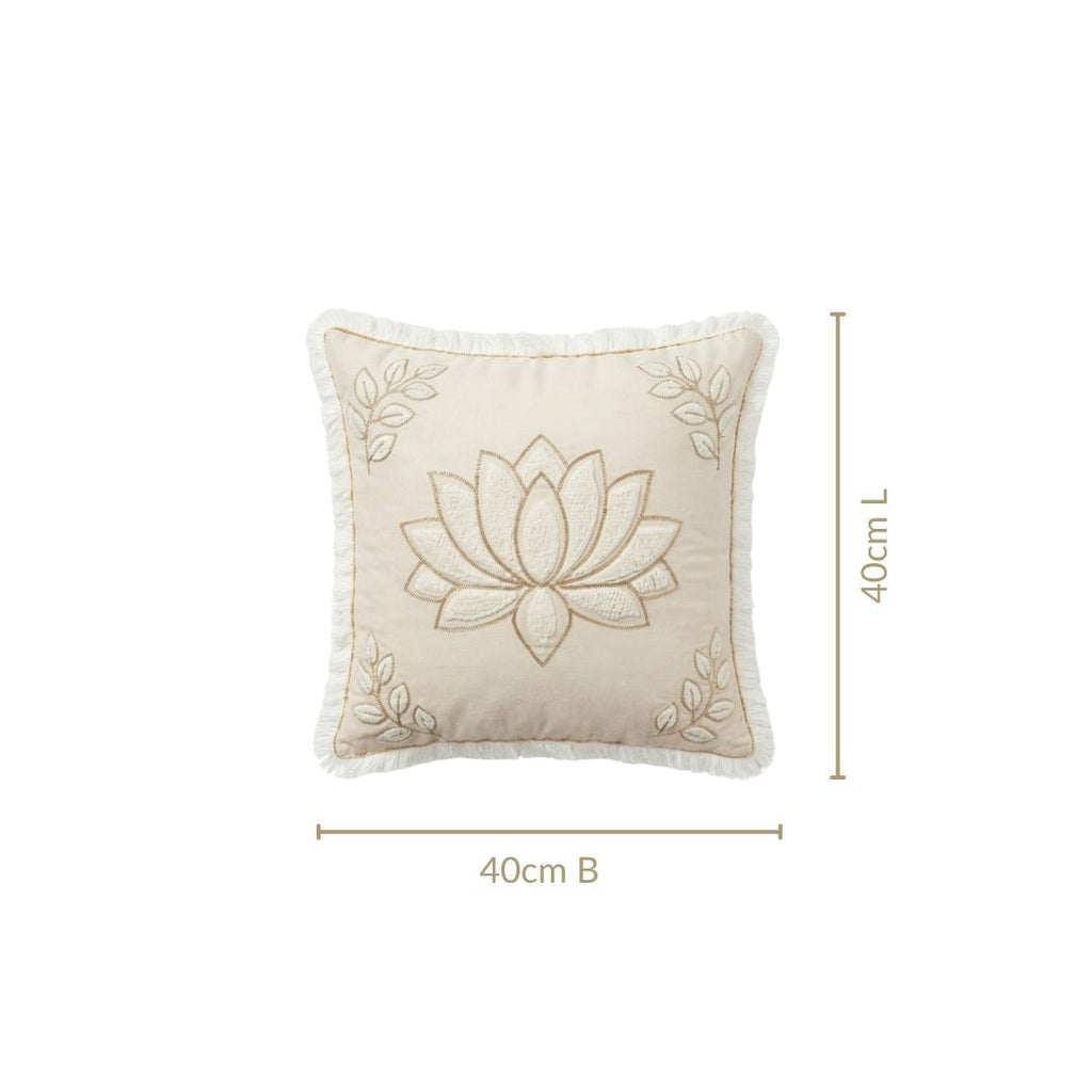 Lotus Embroidered Cushion Cover 40x40cm Nestasia