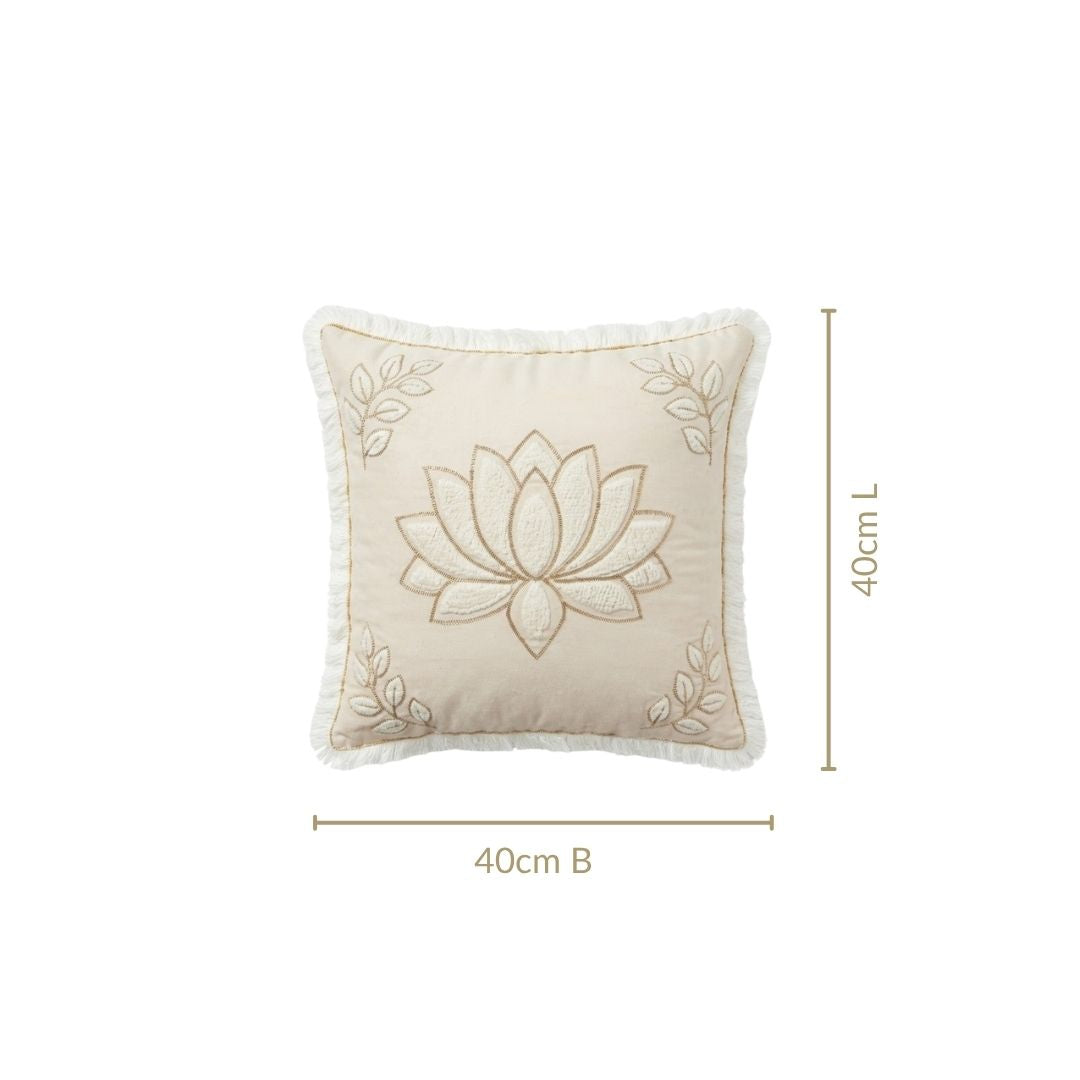 Lotus Embroidered Cushion Cover 40x40cm Nestasia