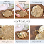 Lotus Leaf Metal Tray In Gold Nestasia