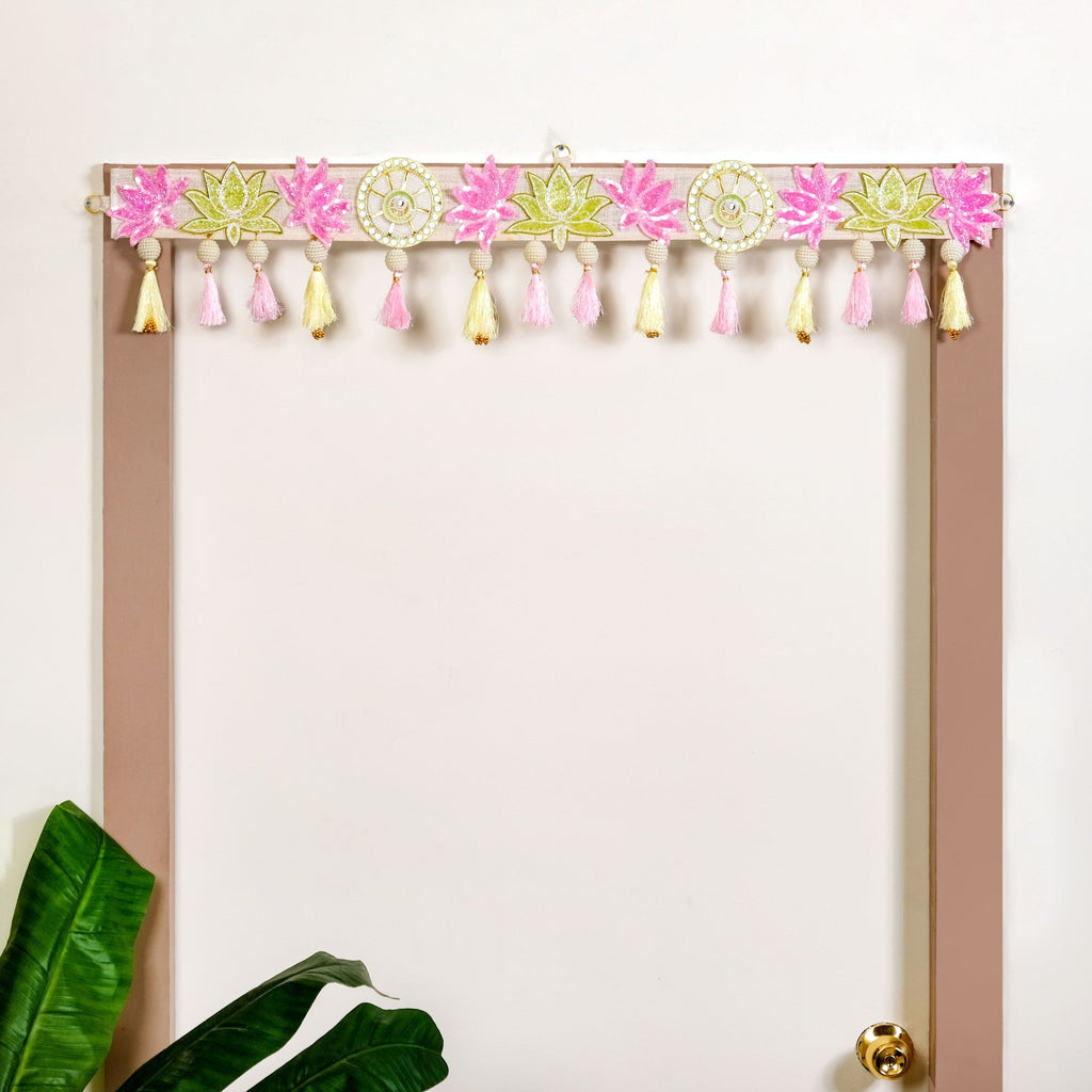 Lotus Threadwork Toran With Beads And Tassels Nestasia