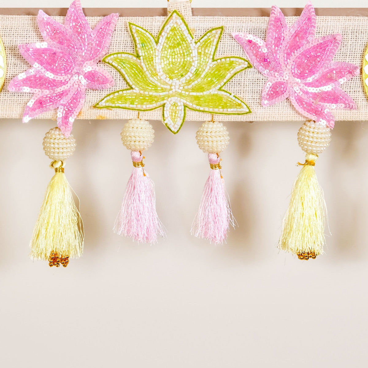 Lotus Threadwork Toran With Beads And Tassels Nestasia