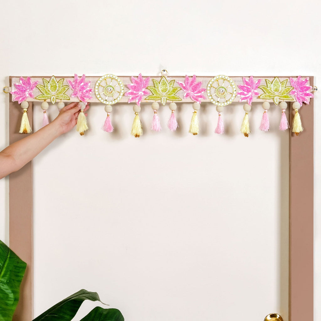Lotus Threadwork Toran With Beads And Tassels Nestasia