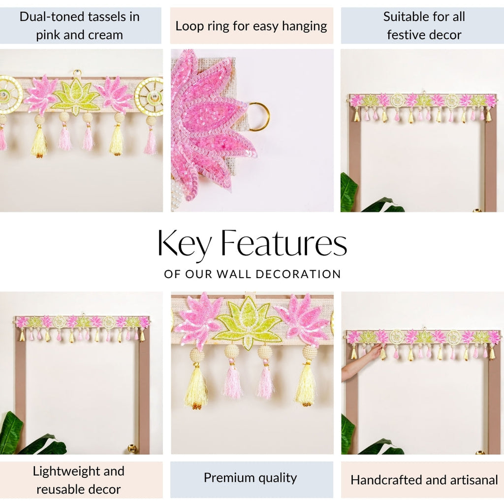 Lotus Threadwork Toran With Beads And Tassels Nestasia