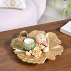 Lotus Leaf Metal Tray In Gold Nestasia
