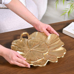 Lotus Leaf Metal Tray In Gold Nestasia