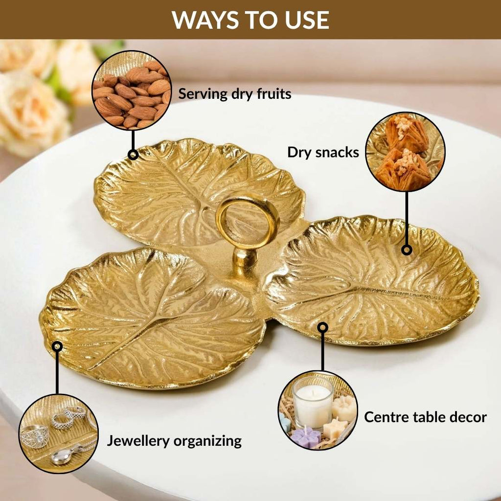 Lotus Leaf Trio Platter Gold Nestasia