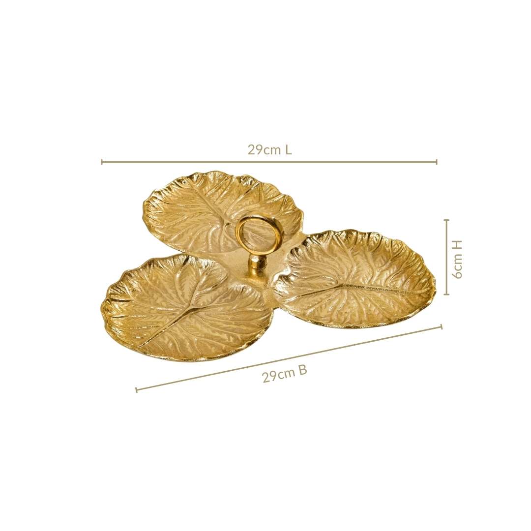Lotus Leaf Trio Platter Gold Nestasia