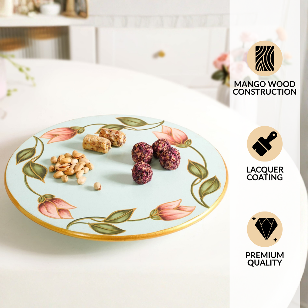 Lotus Royale Hand Painted Lazy Susan 15inch Nestasia