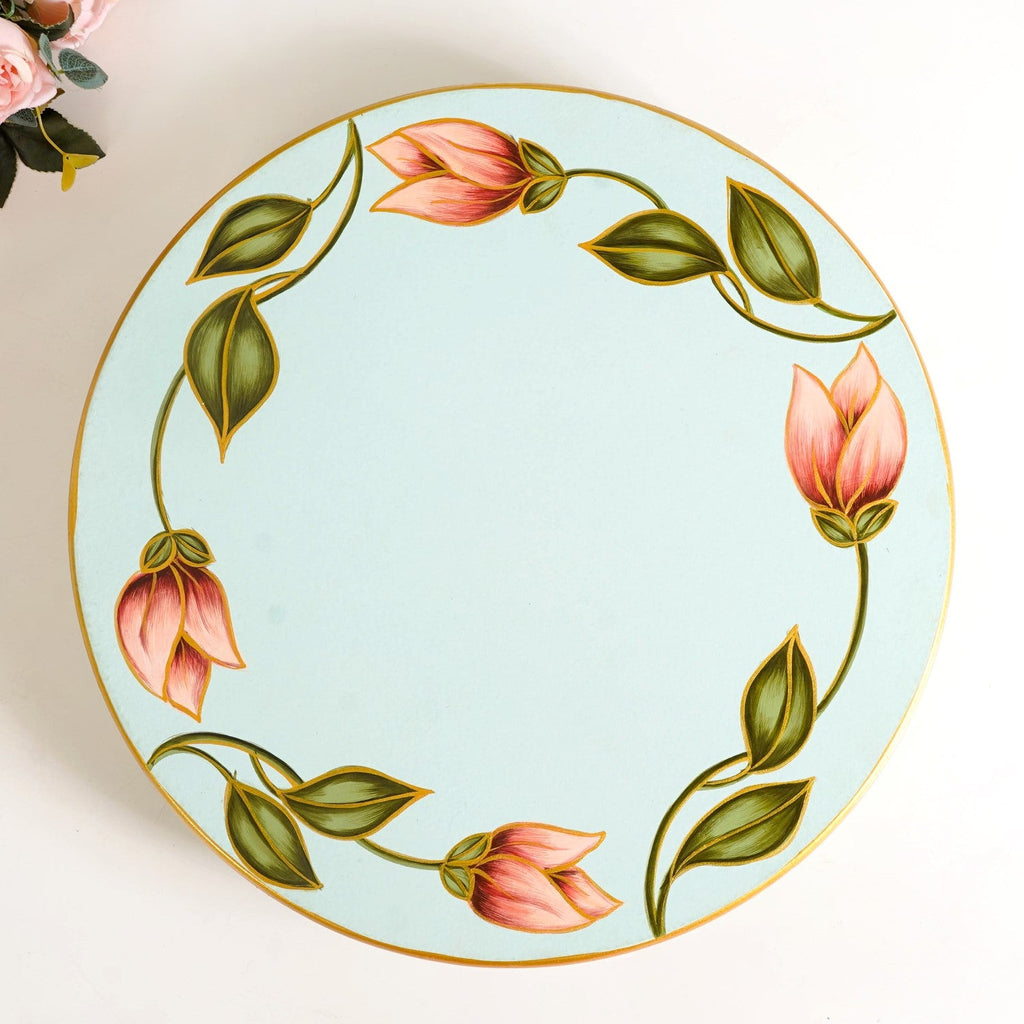 Lotus Royale Hand Painted Lazy Susan 15inch Nestasia