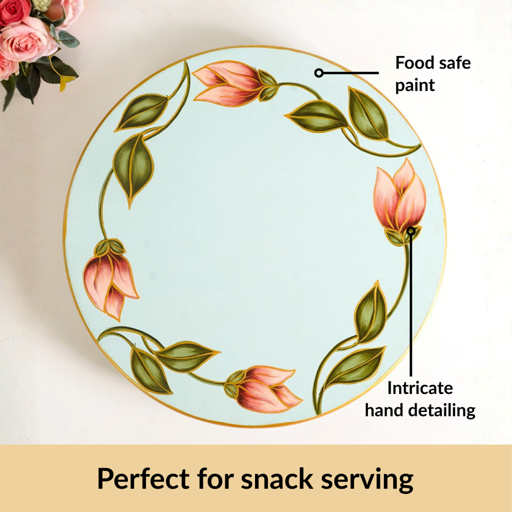 Lotus Royale Hand Painted Lazy Susan 15inch Nestasia