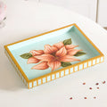 Lotus Royale Hand Painted Rectangular Mango Wood Tray Nestasia