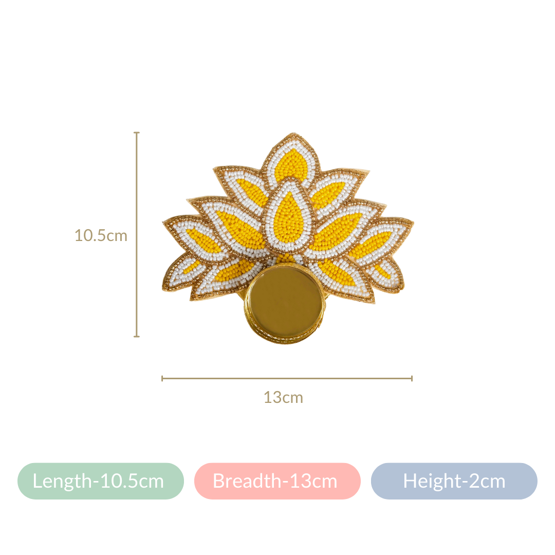 Lotus Tealight Candle Holder Set of 4 White And Yellow Nestasia