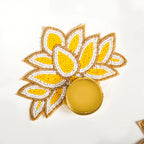 Lotus Tealight Candle Holder Set of 4 White And Yellow Nestasia