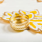 Lotus Tealight Candle Holder Set of 4 White And Yellow Nestasia