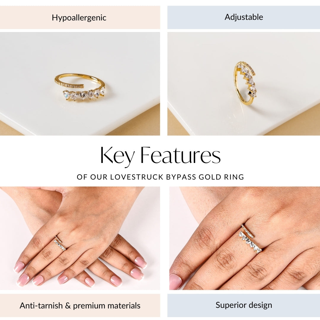 Lovestruck Bypass Gold Ring Nestasia