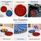 3D Flower Embossed Salad Plate Set Of 2 Red Blue 19cm Nestasia
