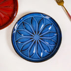 3D Flower Embossed Salad Plate Set Of 2 Red Blue 19cm Nestasia