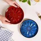 3D Flower Embossed Salad Plate Set Of 2 Red Blue 19cm Nestasia