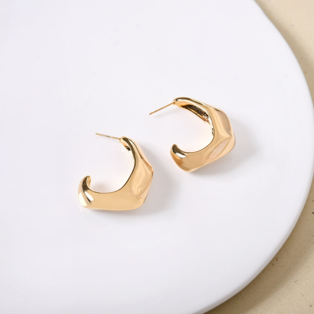 Lunar Cycle Gold Hoop Earrings Nestasia