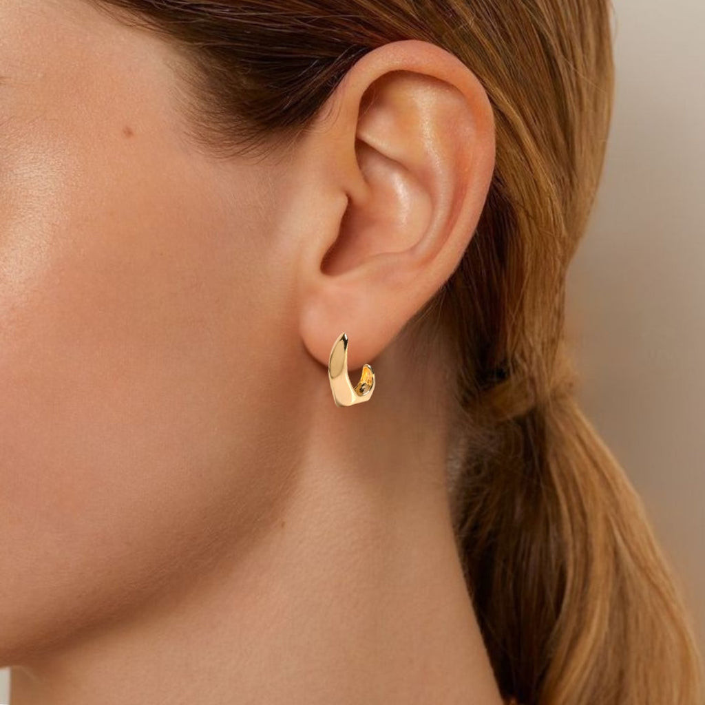 Lunar Cycle Gold Hoop Earrings Nestasia