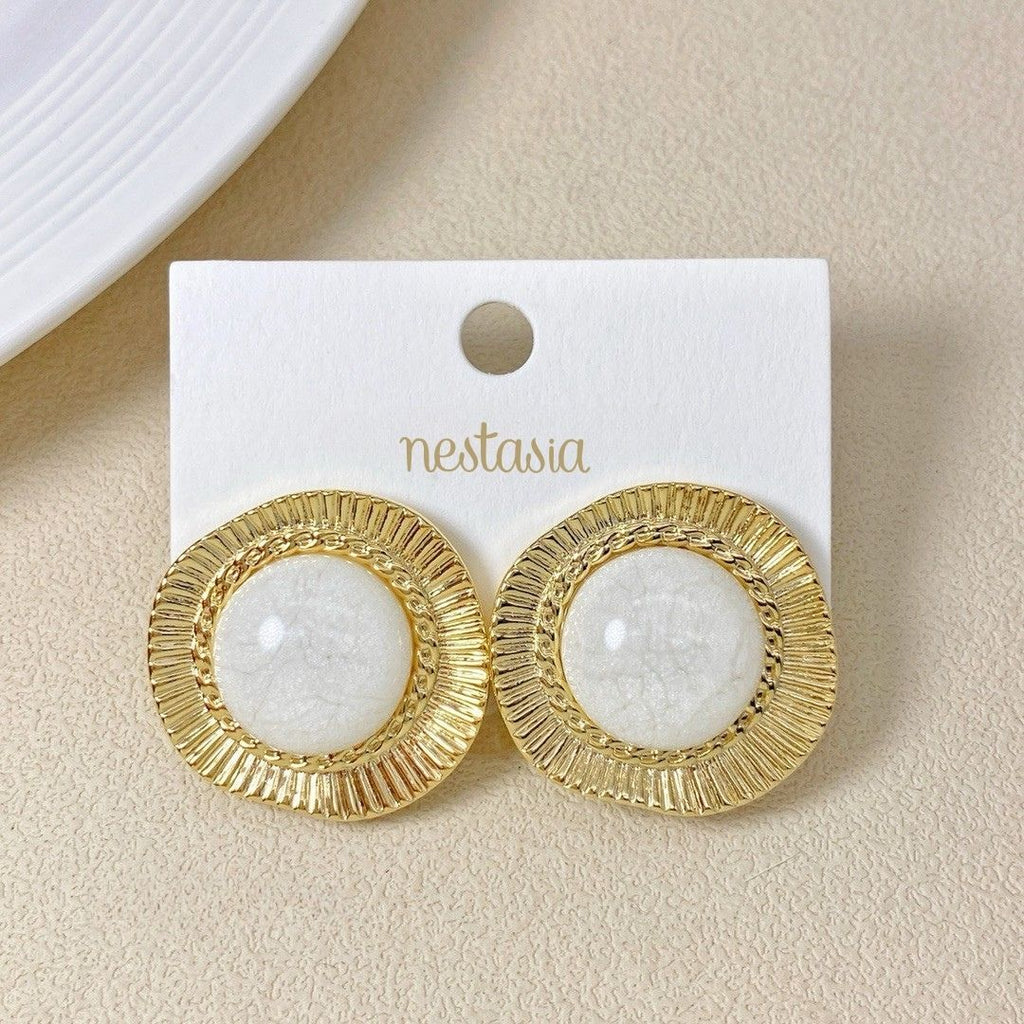 Lunar Glow Gold And White Studs Nestasia