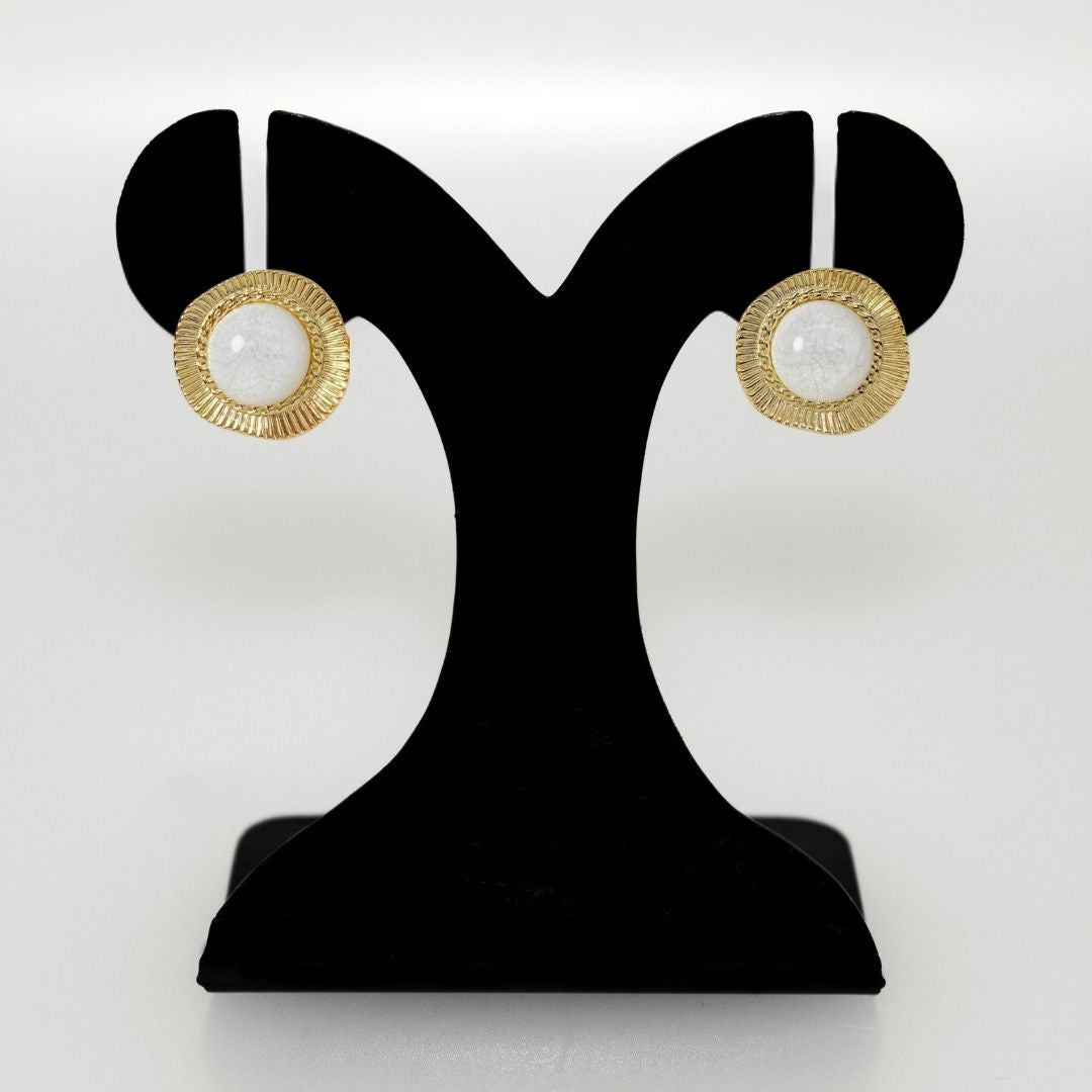 Lunar Glow Gold And White Studs Nestasia