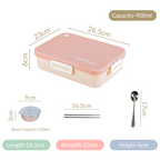 Lunch Box With 4 Compartments Pink 900ml Nestasia