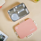 Lunch Box With 4 Compartments Pink 900ml Nestasia