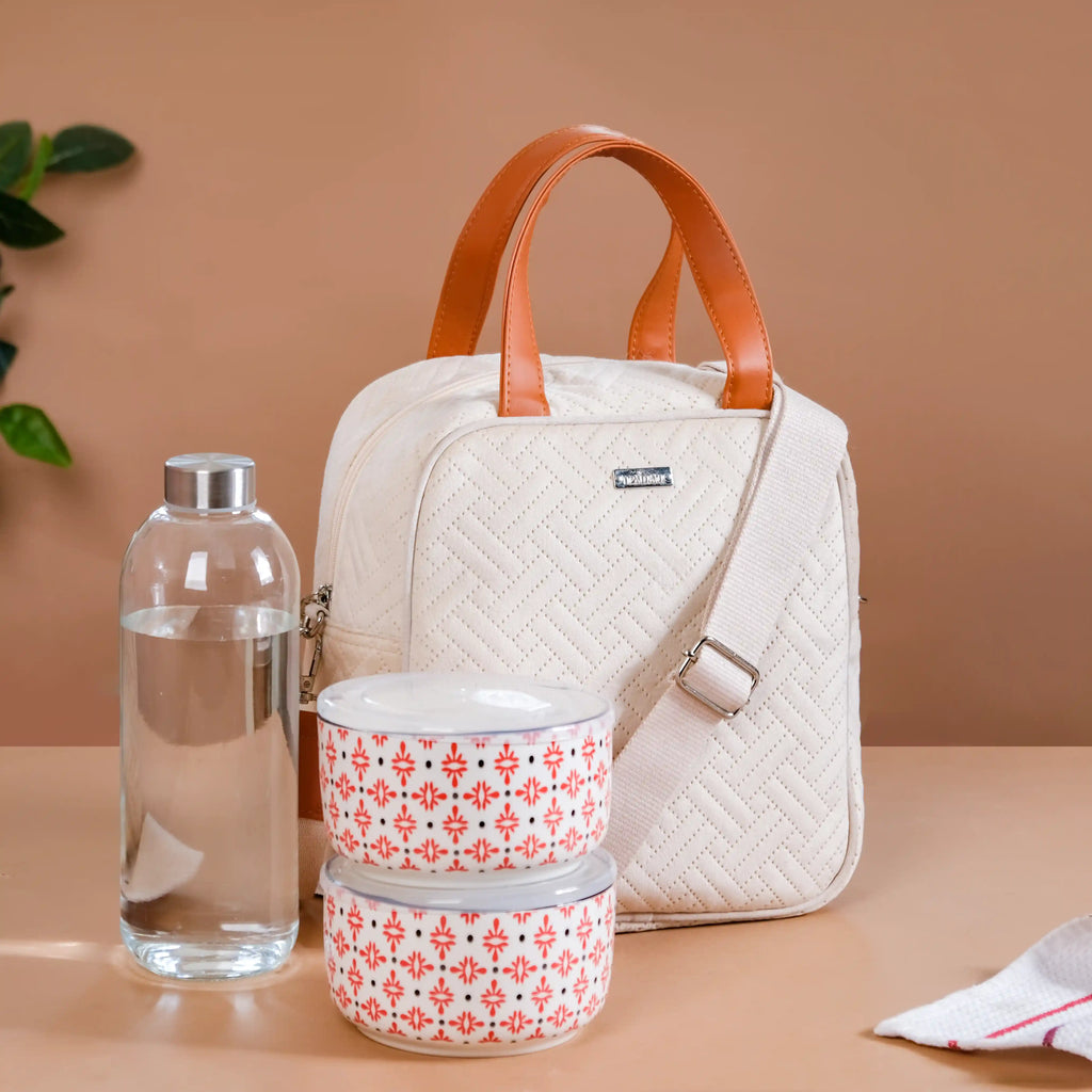 Thermal Insulated Lunch Bag For Office Off White Nestasia