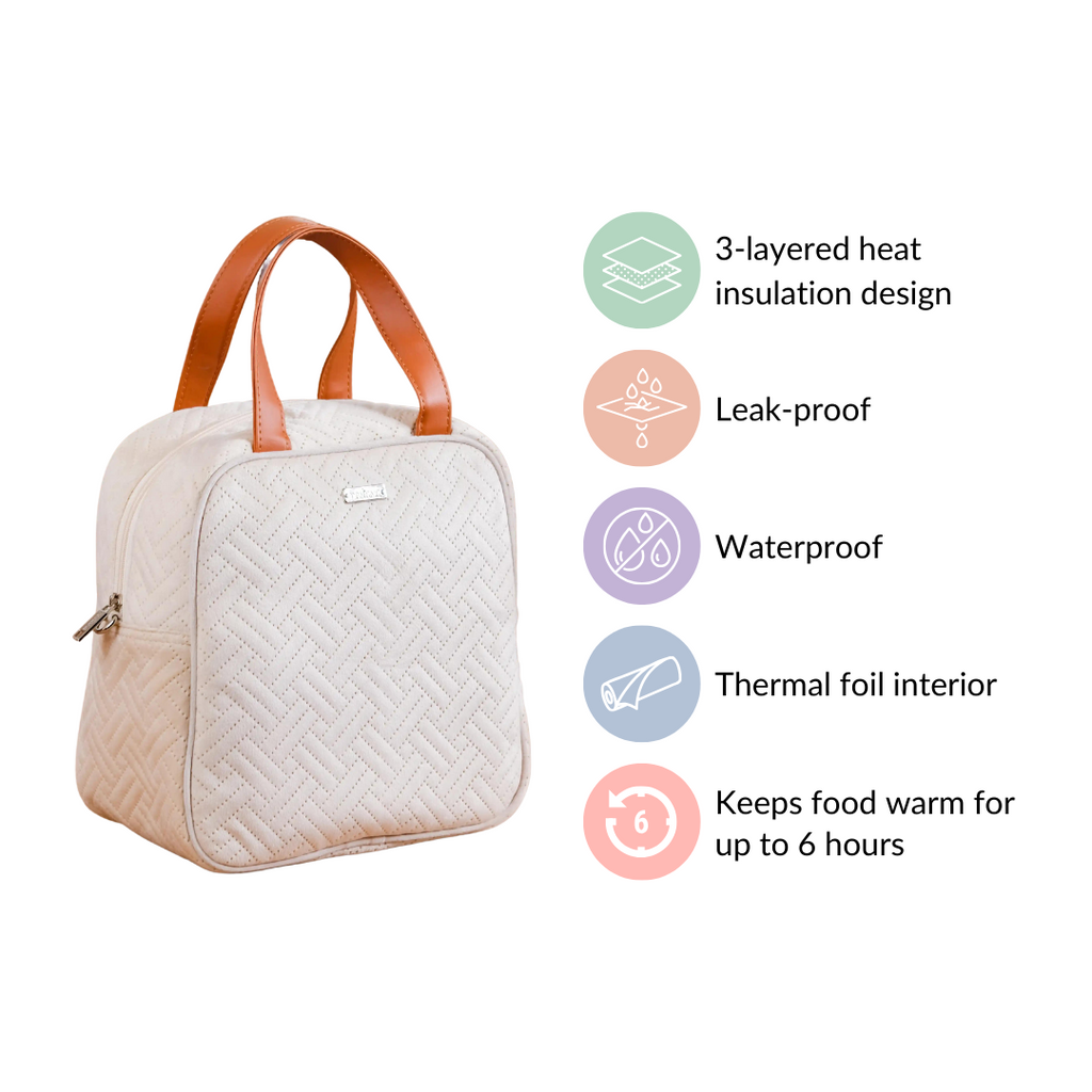 Thermal Insulated Lunch Bag For Office Off White Nestasia