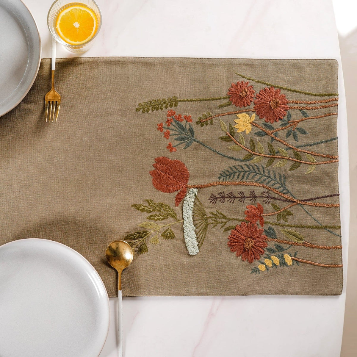 Lush Floral Embroidery Dining Table Runner Nestasia