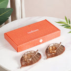 Luxe Metal Leaf Tealight And Incense Holder Set Of 2 In Festive Gift Box Nestasia