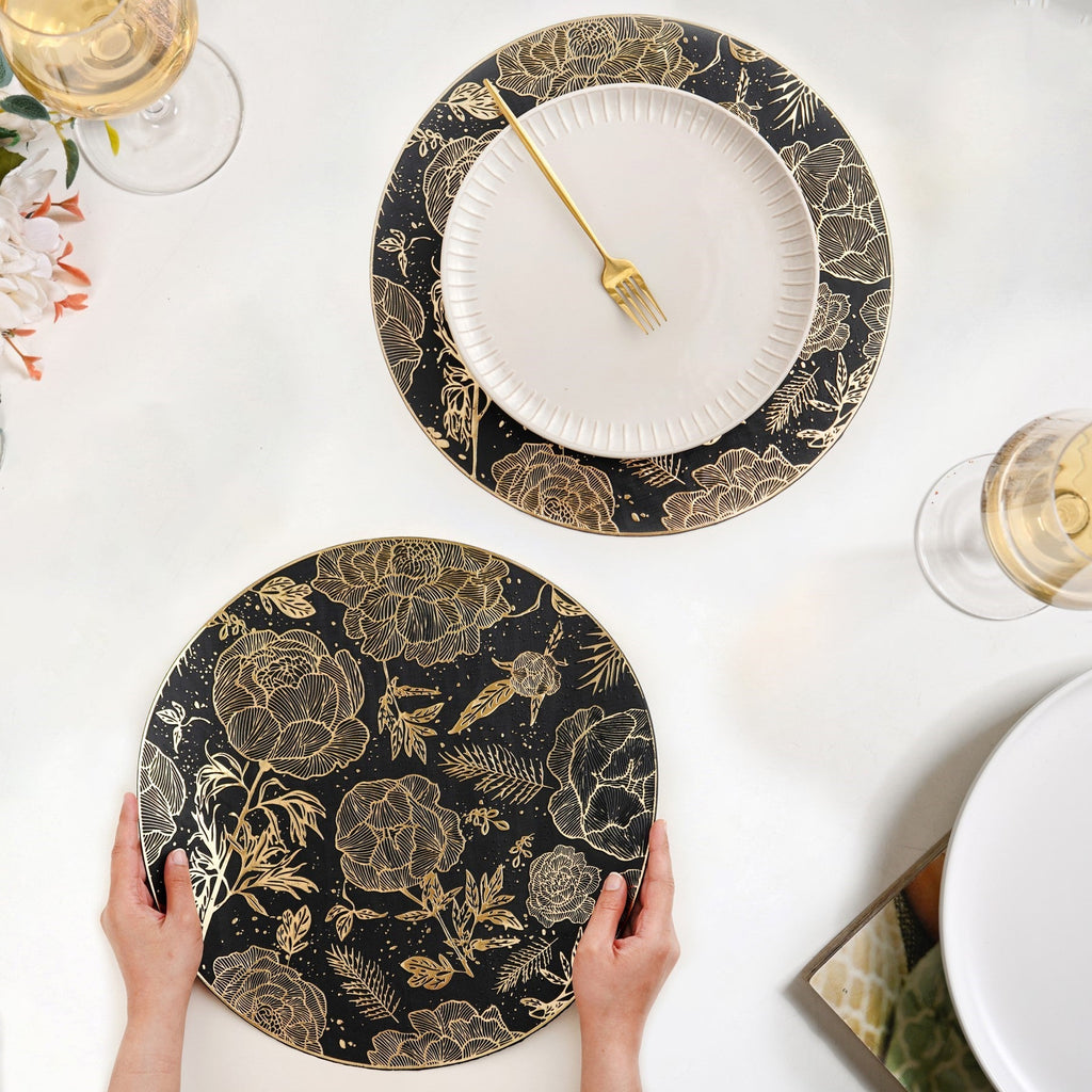 Luxe Black And Gold Placemats Set Of 6 Nestasia