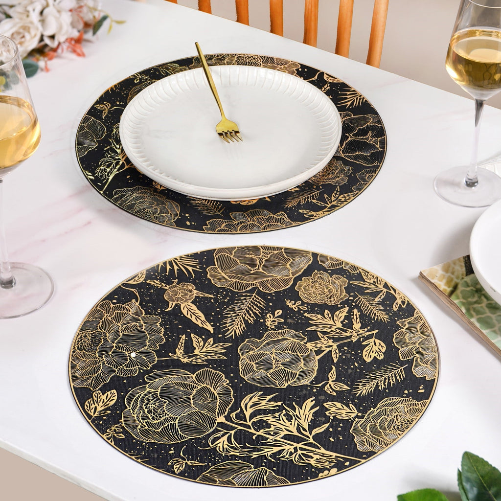 Luxe Black And Gold Placemats Set Of 6 Nestasia