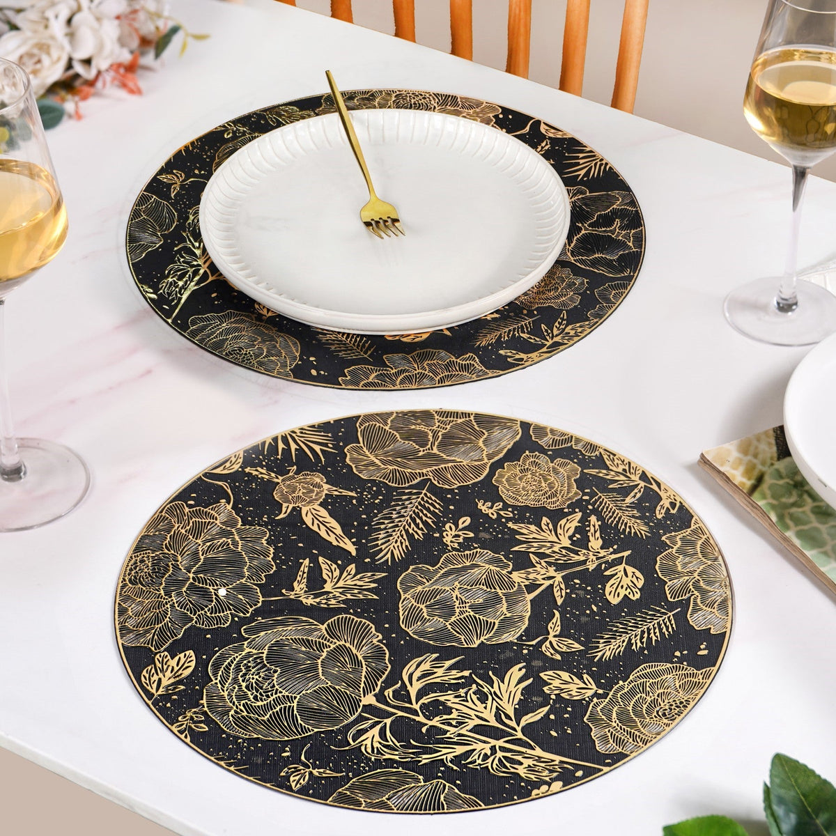 Luxe Black And Gold Placemats Set Of 6 Nestasia