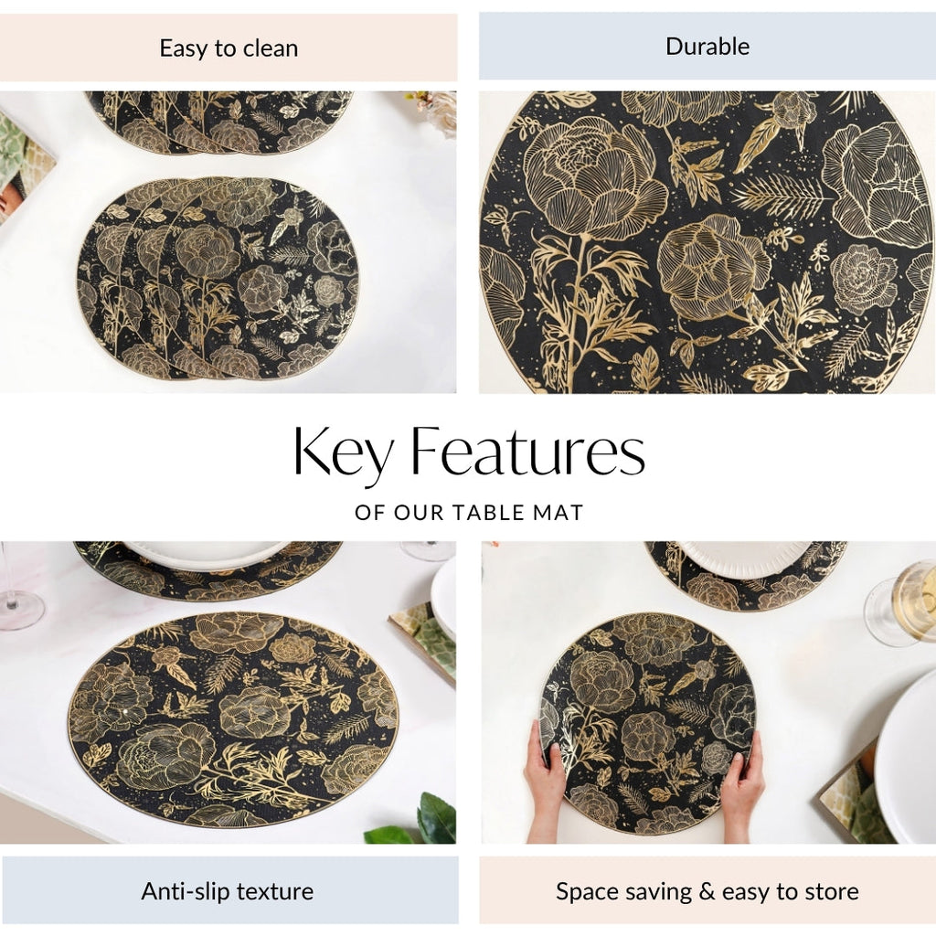 Luxe Black And Gold Placemats Set Of 6 Nestasia