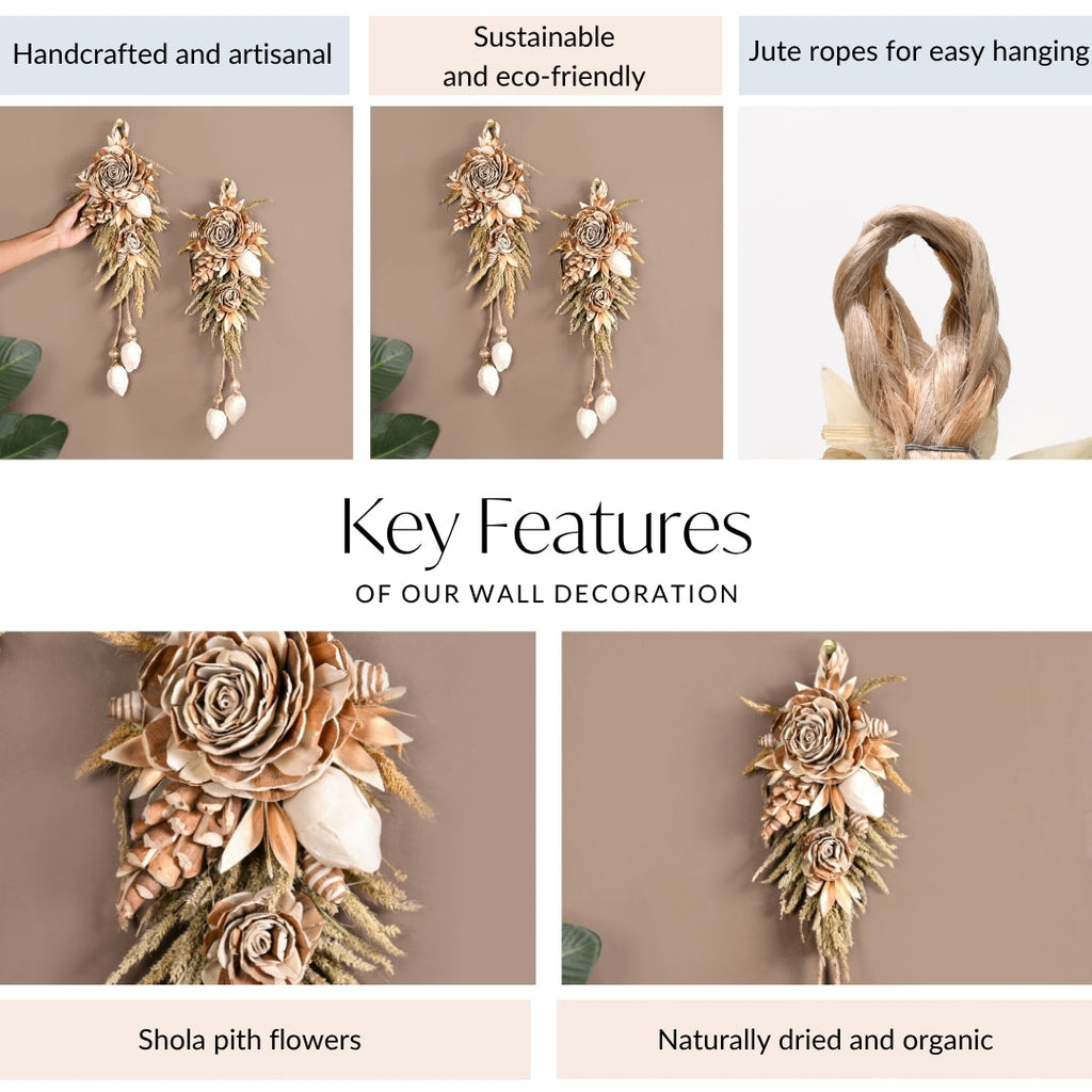 Organic Luxe Bloom Festive Wall Hanging Set Of 2 Nestasia