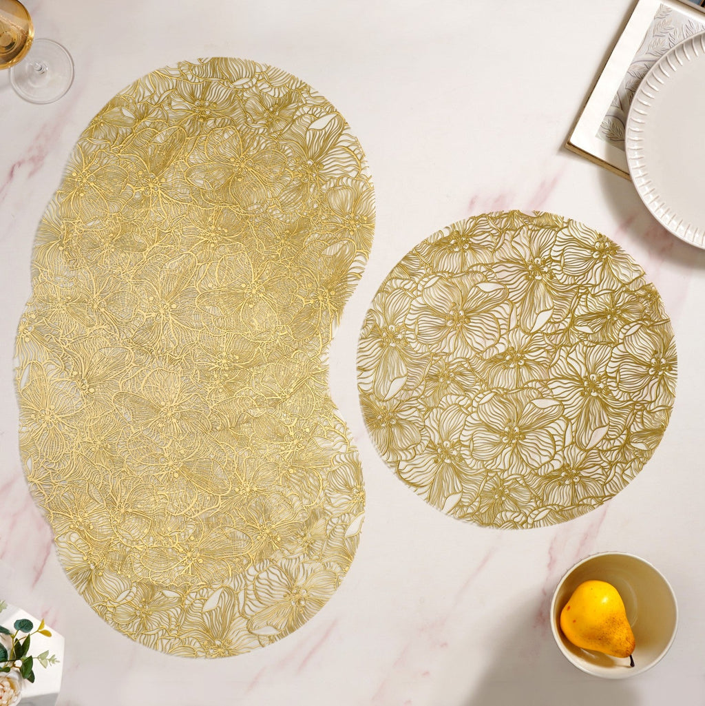 Luxe Floral Table Mat Metallic Gold Set Of 6 Nestasia
