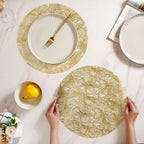 Luxe Floral Table Mat Metallic Gold Set Of 6 Nestasia